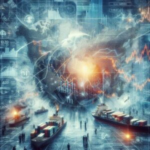 An artistic representation of tariffs and global trades, showcasing economic impact and international relations